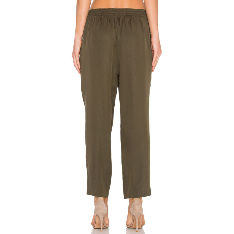 Elastic Waist Cross Front Tencel Pants