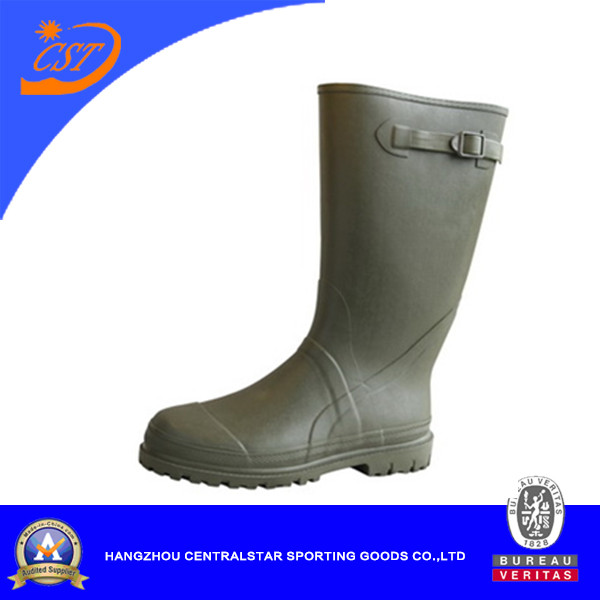 Green Color Side Buckle Accessory Rubber Boots (66140A)