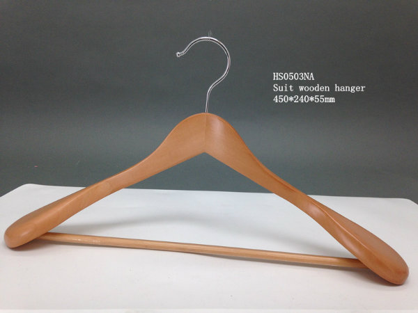 Brown Wooden Suit Hanger with Non Slip Bar