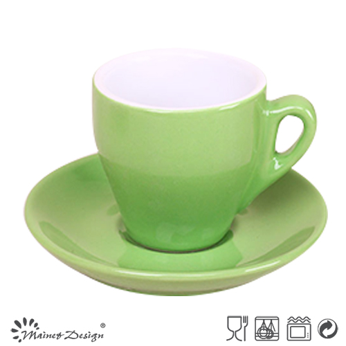 Matte Ceramic Coffee Mug & Saucer with Metal Rack