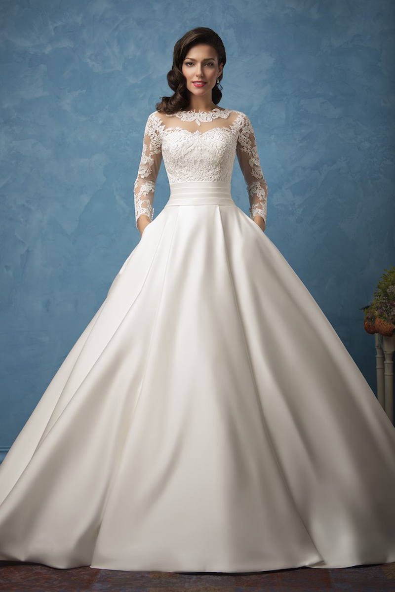 Long Sleeve Open Back Princess Wedding Dress