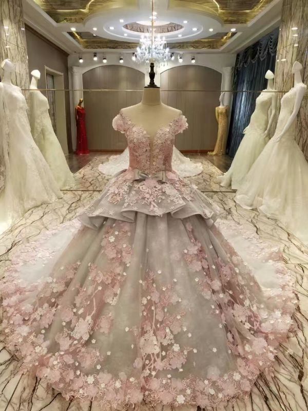 New Arrival 2017 Multi-Color Marriage Pink Grey Wedding Dresses