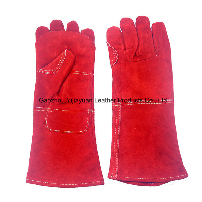 16 Inch Red Heavy Duty Leather Safety Working Gloves for Welding