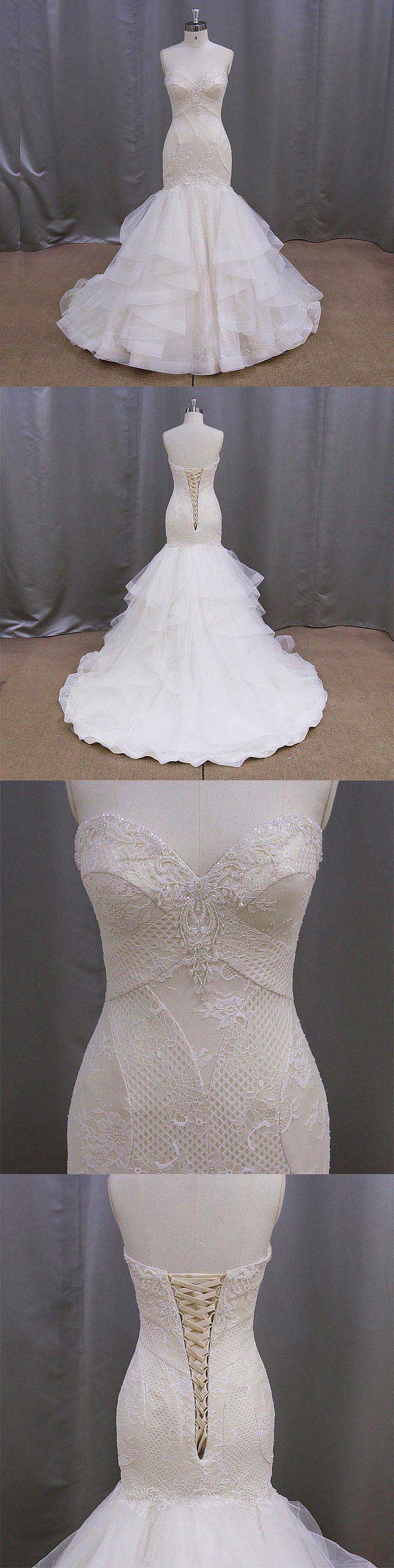 Strapless Mermaid Beaded Custom Made Lace Wedding Dress Bridesmaid Dress