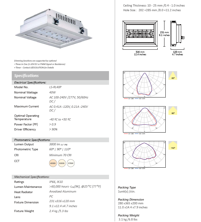 2015 New Recessed with CE/RoHS Certificated LED Low Bay Light