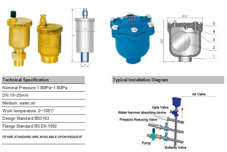 Ductile Iron with Epoxy Caoting Thread End Air Valve