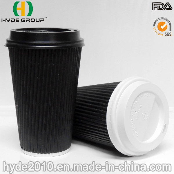 Disposable Ripple Coffee Paper Cup Coated with Single PE