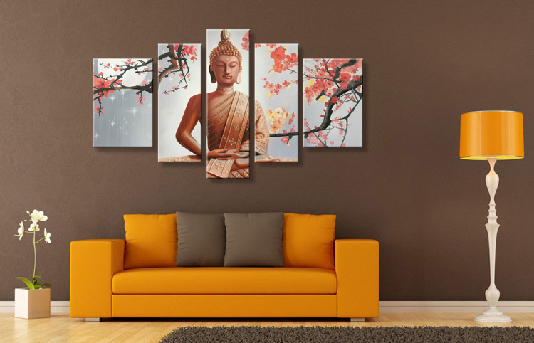 Hand Painted Buddha Oil Painting on Canvas Abstract Wall Art Decor Artwork