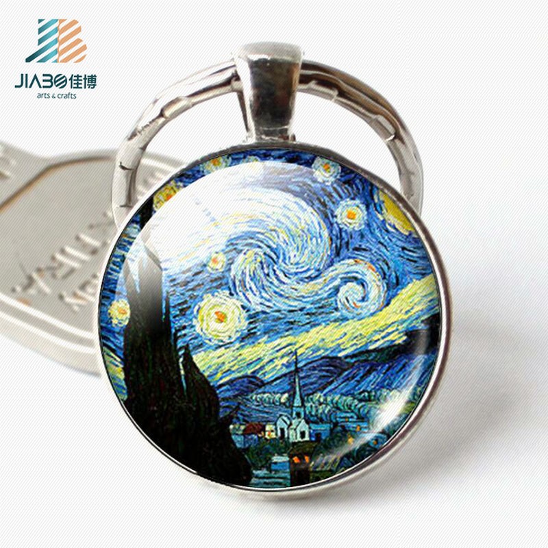 12 Constellations Time Precious Stones Metal Key Ring for Wholesale Keychain