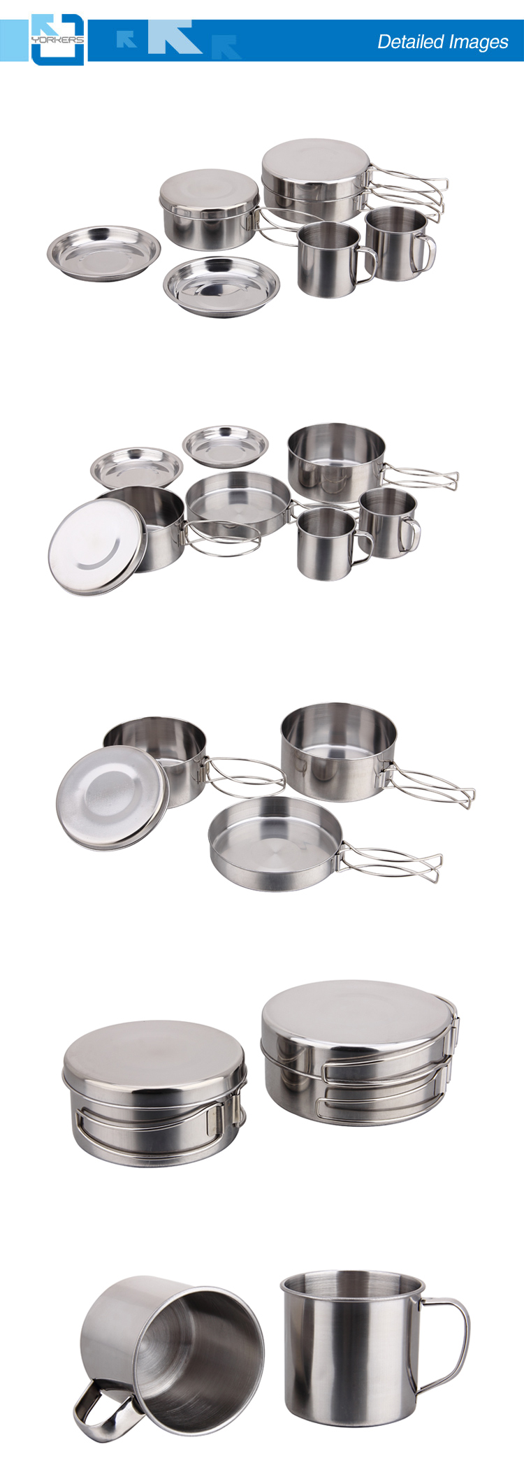 stainless Steel Outdoor Cooking Pot with Bowls for Camping