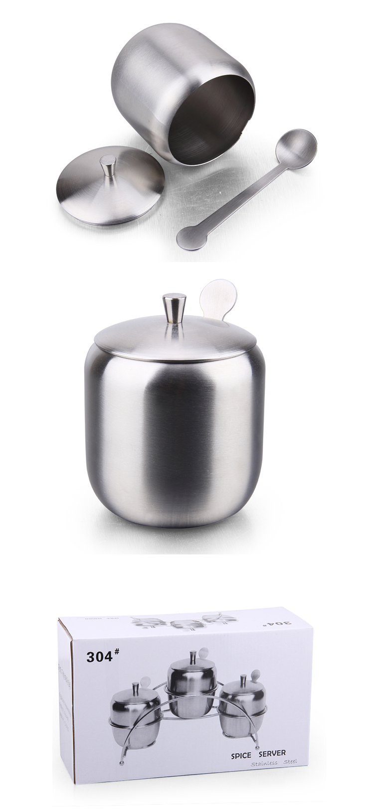 304 Stainless Steel Salt & Peper Jar with Lid