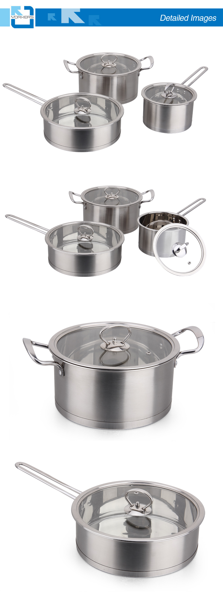 304 Stainless Steel Right Angle Soup Pot with Two Handle