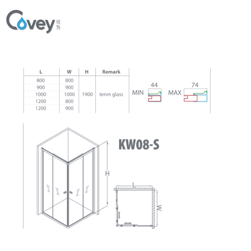 Square Shower Enclosure with Two Opend Doors (AKW08-S)