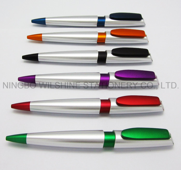 Silver Plastic Ball Pen with Color Parts for Promotion (BP0236S)