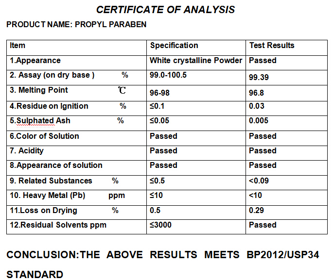 (Propyl Paraben) -Used in Food Preservatives of Propyl Paraben