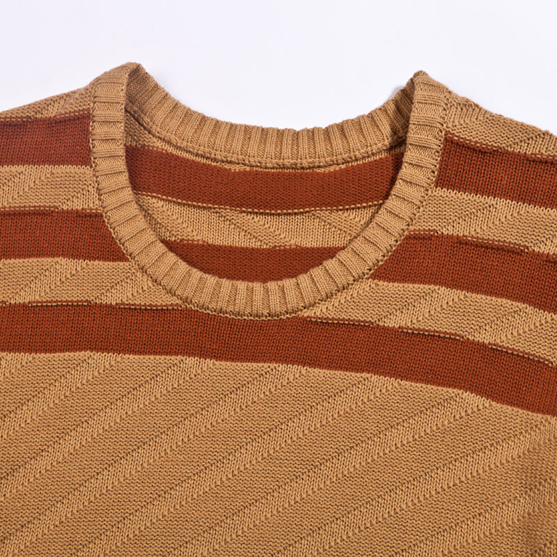 Manufactory Cotton Pullover Striped Knitted Men Sweater