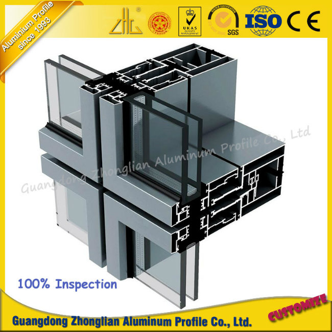 Manufacturer 6063 Aluminum Extrusion Profiles Aluminium Curtain Wall for Decoration