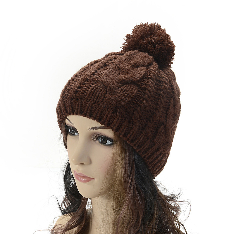 Womens Mens Unisex Ball Cap POM POM Knitted Winter Warm Beanies Thick Hat (HW104)