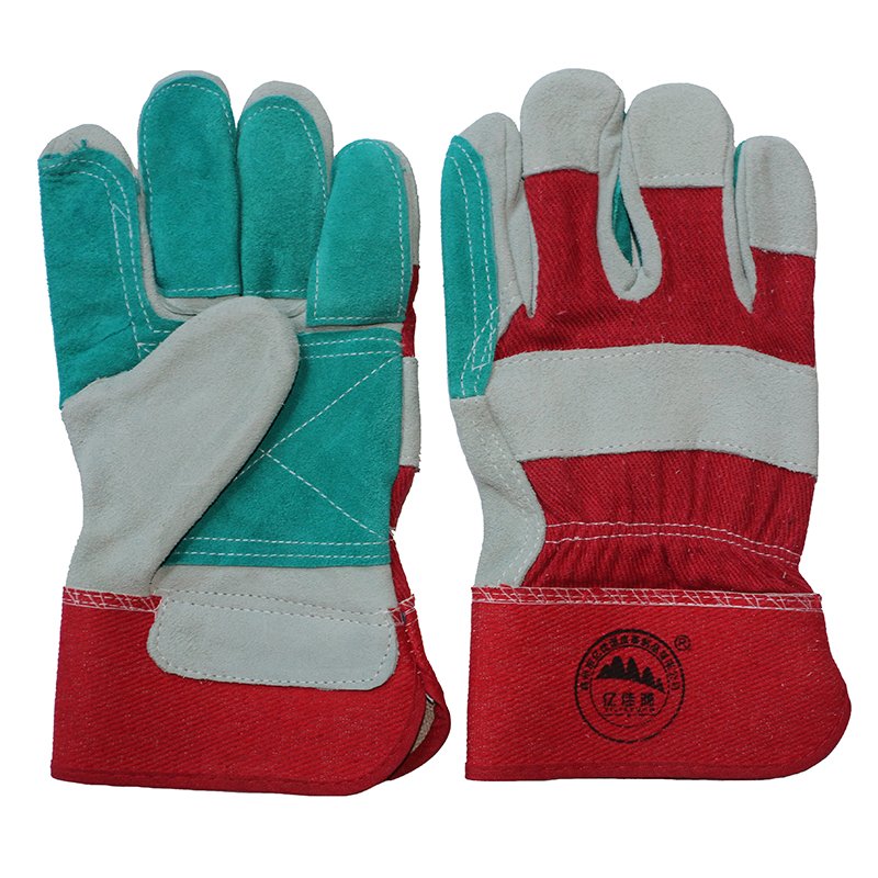 Double Palm Cowhide Split Leather Cut Resistant Working Gloves