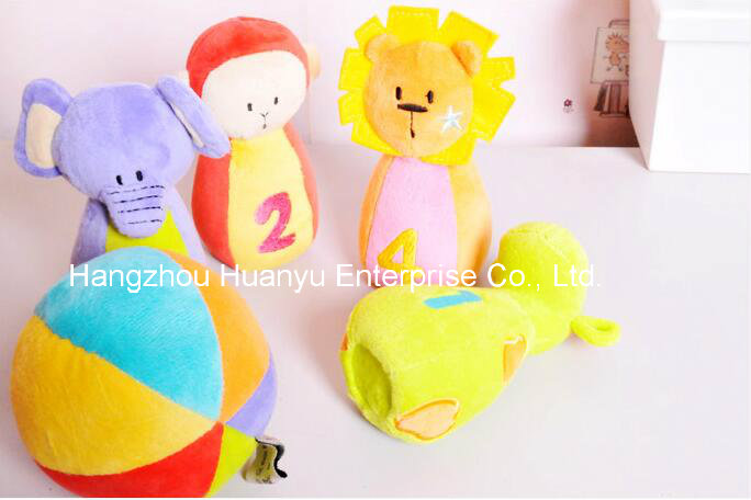 Factory Supply Baby Soft Plush Stuffed Bowling with Rattle