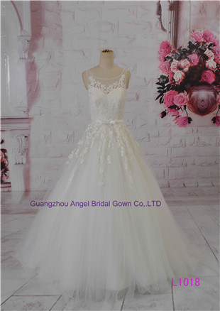 Popular Prinecess Pattern Chapel Train A-Line Bridal Gown Bridal Sash