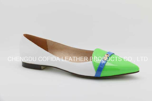 Green Comfort Ballerina Women Leather Shoes