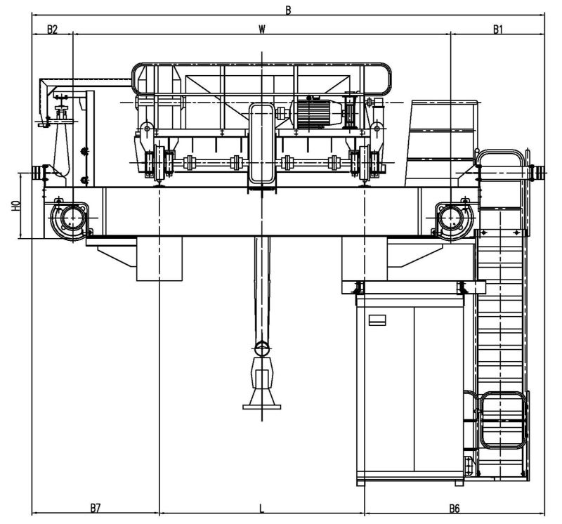 Electromagnetic Bridge Crane with Carrier Beam (suspended beam parallel to main girder)