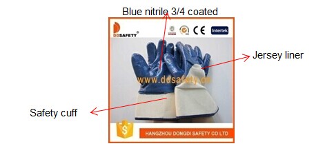 Ddsafety Blue Nitrile Coated Gloves with Safety Cuff Dcn309