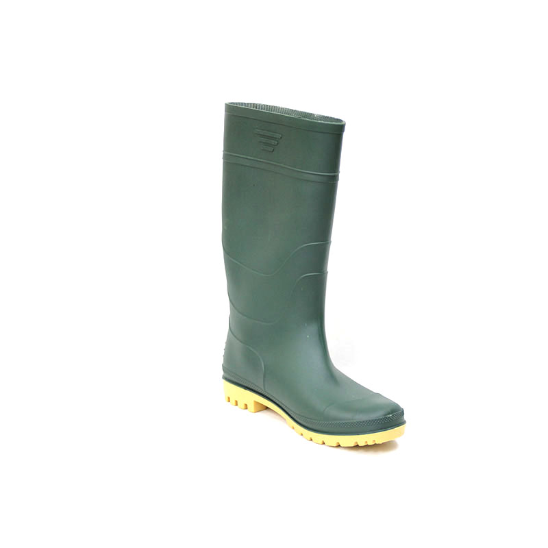PVC Rain Boots (Blackish green upper/Yellow Sole)