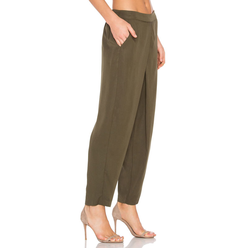 Elastic Waist Cross Front Tencel Pants