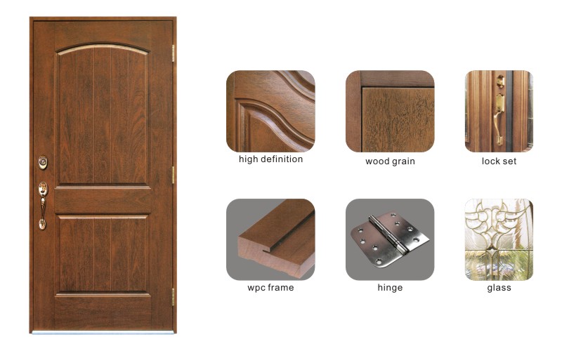 High Definition Embossing 6 Pnl Fiberglass Door