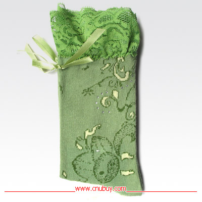 Lady Lace Decorated Cotton Sock