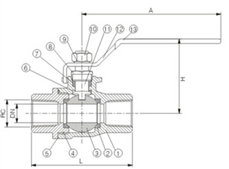 2PC DIN Female Thread Manul Floating Ball Valve with Handle