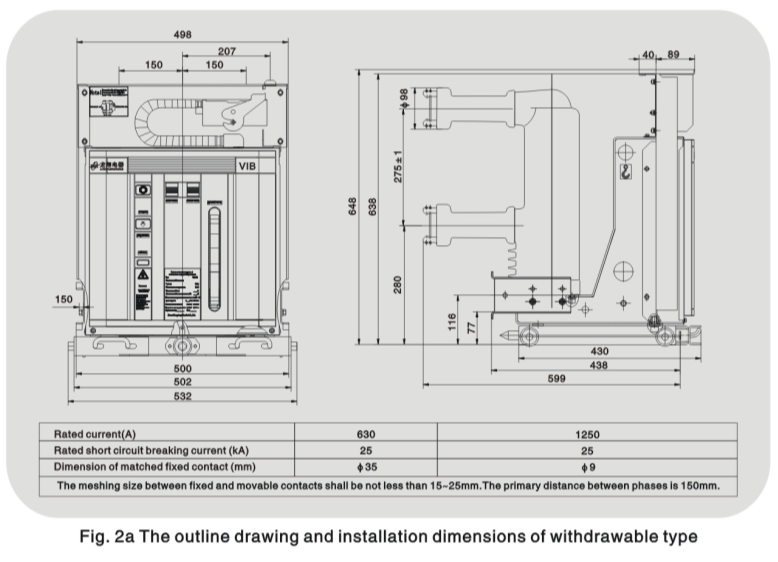 Vib-12 AC 50Hz Indoor Hv Vacuum Circuit Breaker