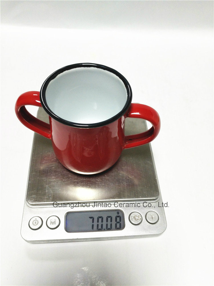 Enamel Mug with Enamel Double Hand Logo Printing