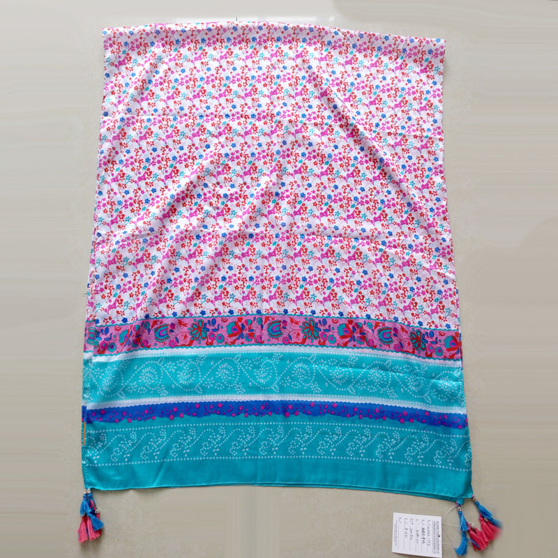 Women Printed Polyester Paj Emulation Silk Muffler Shawl
