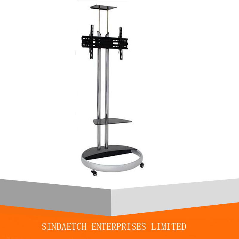 Polished Chrome LED TV Trolley Heavy Duty Cart