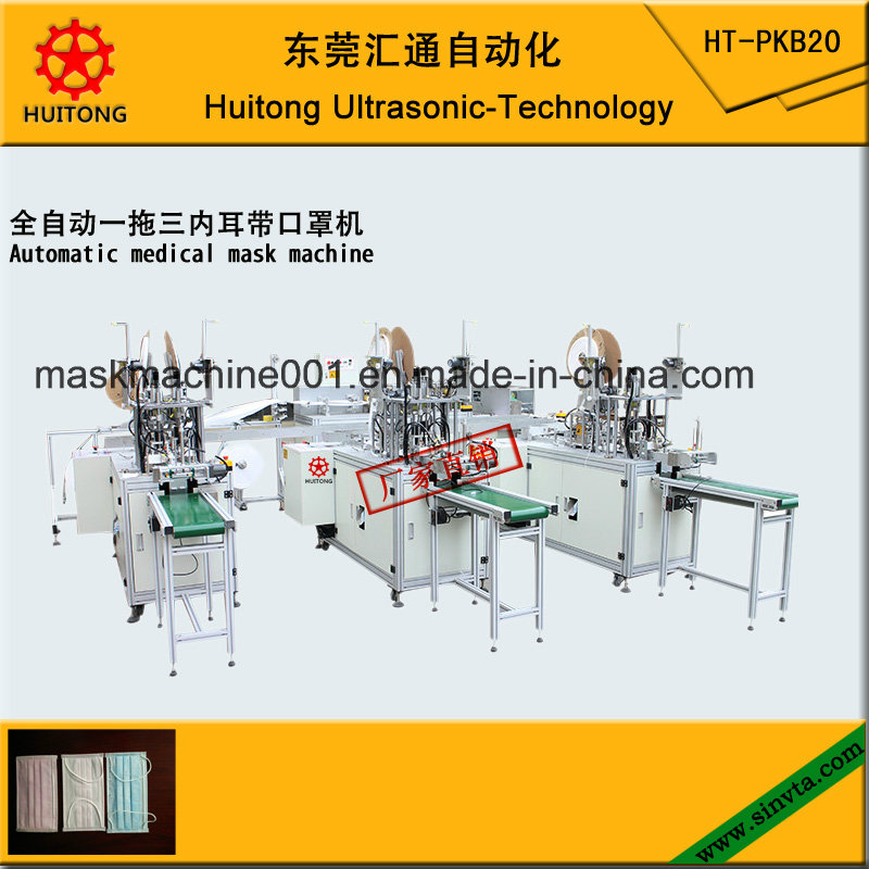 Automatic Ultrasonic Medical Outside Mask Making Machine of 3 Earloop Welding Machines