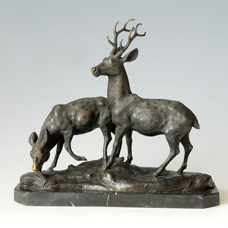 Animal Statue Double Deers Bronze Sculpture, Milo Tpal-086