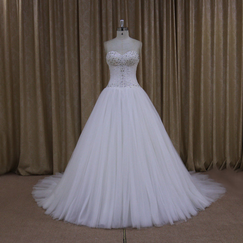 Ak005 Wholesale Real Pictures of Strapless Beaded Wedding Dress
