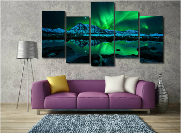 HD Printed Aurora Borealis Painting on Canvas Room Decoration Print Poster Picture Canvas Wall Art Mc-003