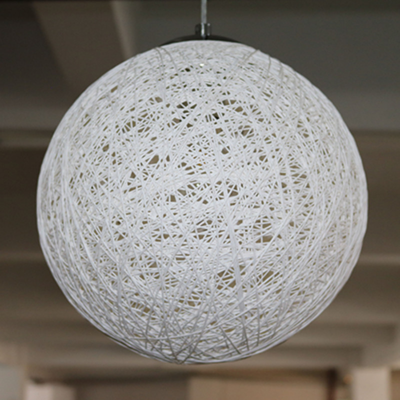 Restaurant and Hotel Decorative off White Rattan Round Pendant Lamp