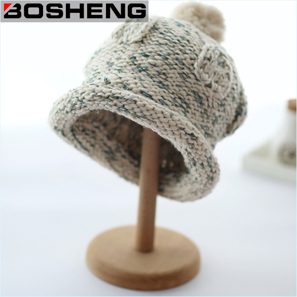 Unisex Winter Sliver Knitted Hats with Pompom