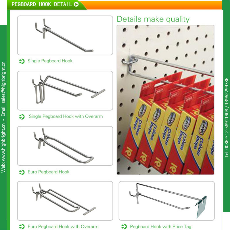 Retail Supermarket Metal Wire Chrome Slatwall Hook