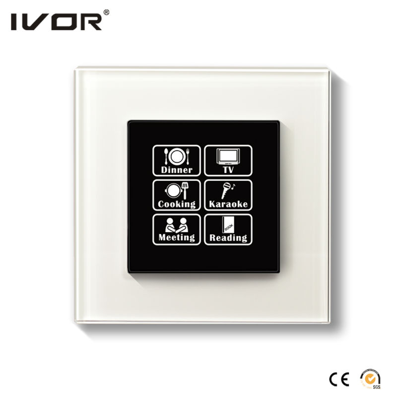 Networking Lighting Switch Touch Panel with Scene Control Glass Frame (HR1000-GL-S-CAN)