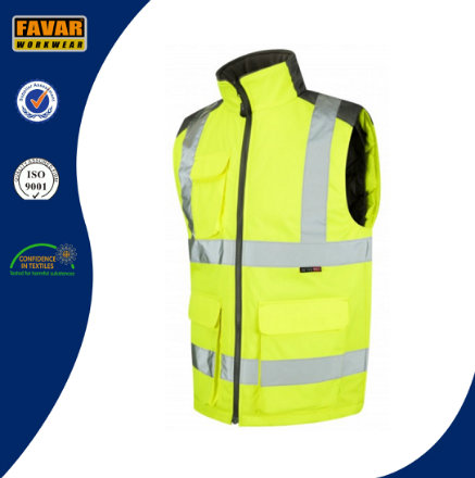 Hi Vis Polyester Waterproof Bodywarmer Sleeveless Jacket