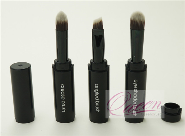 3PCS Black Plastic Handle Synthetic Eyeshadow Brush Kits