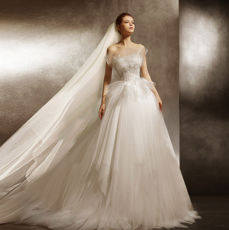 Elegant A Line Wedding Dress with Adjustable Train Length