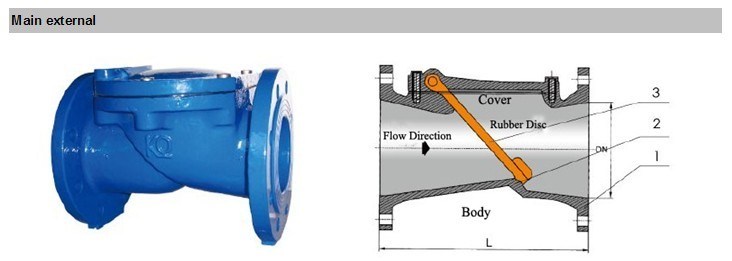 45 Degree Rubber Coated Disc Check Valve