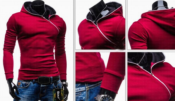 Long Sleeve Inclined Zipper Men Pullover Fleeces Pull